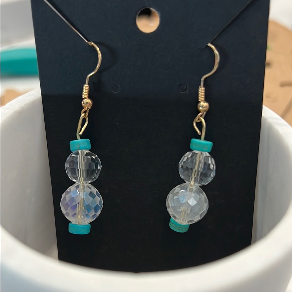 Elegant Gold and Turquoise Dangle Earrings